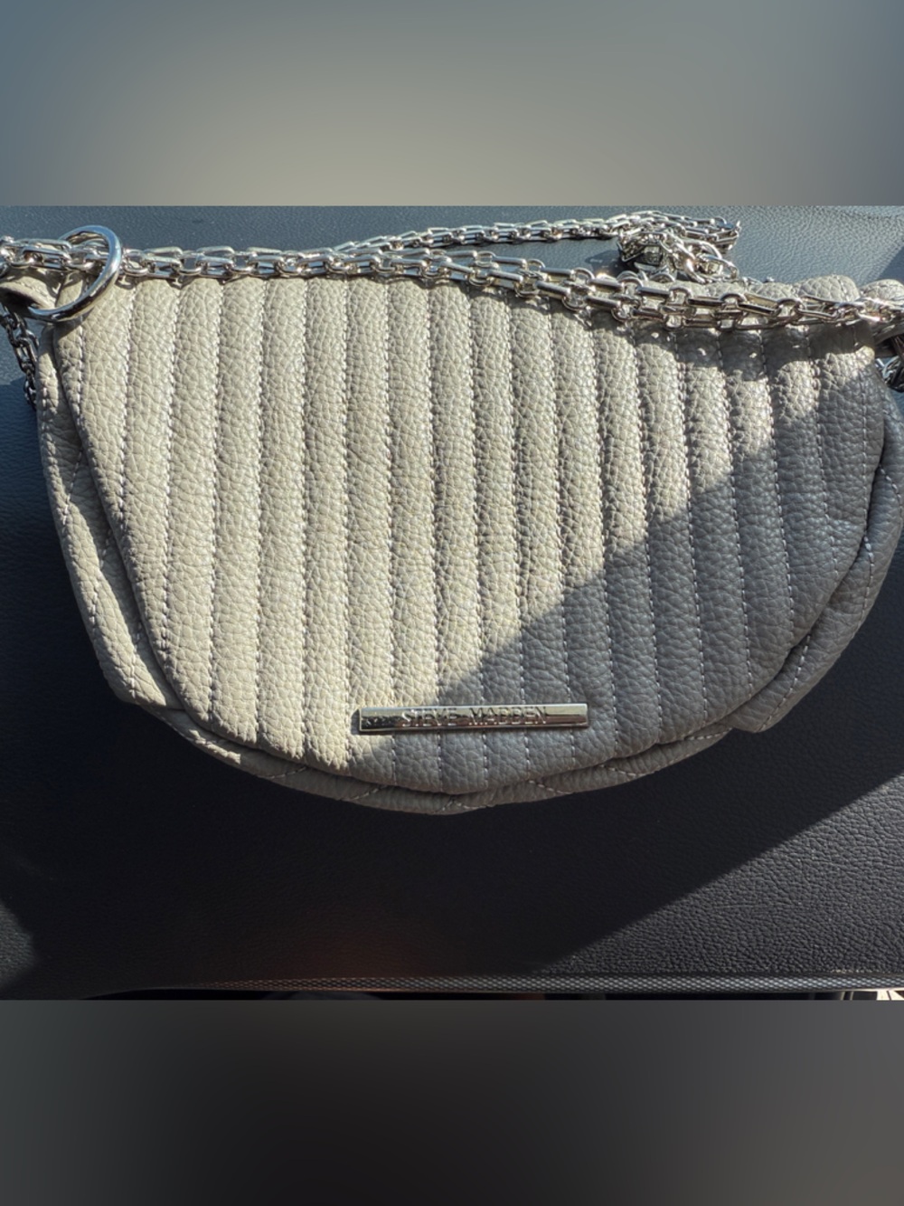 Steve Madden Quilted Silver-Tone Crossbody Bag